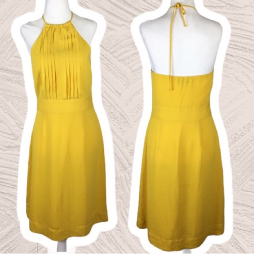 Banana Republic NWT Sunshine Yellow Wedding Guest Halter Tie Neck Dress sz 6 - Picture 7 of 16